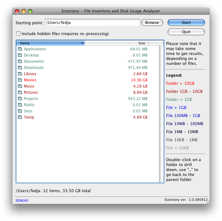 Sizectory on Mac